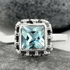 New - Blue Topaz 925 Sterling Silver Ring - Size 8